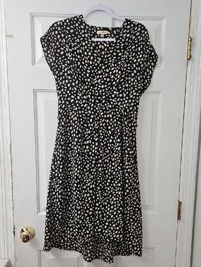Max Studio Black Midi Dress with Cream Polka Dots